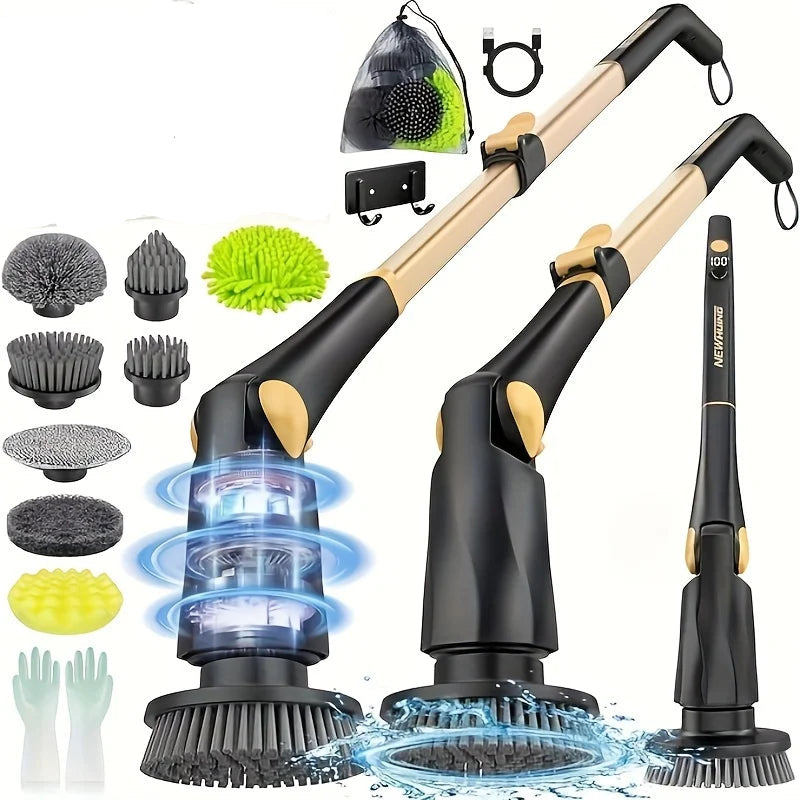 Cordless Electric Spin Scrubber - Long Handle Cleaning Brush